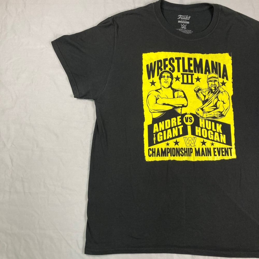 Funko WWE WrestleMania III Andre The Giant Hulk Hogan Graphic T-Shirt Black L - Picture 6 of 13